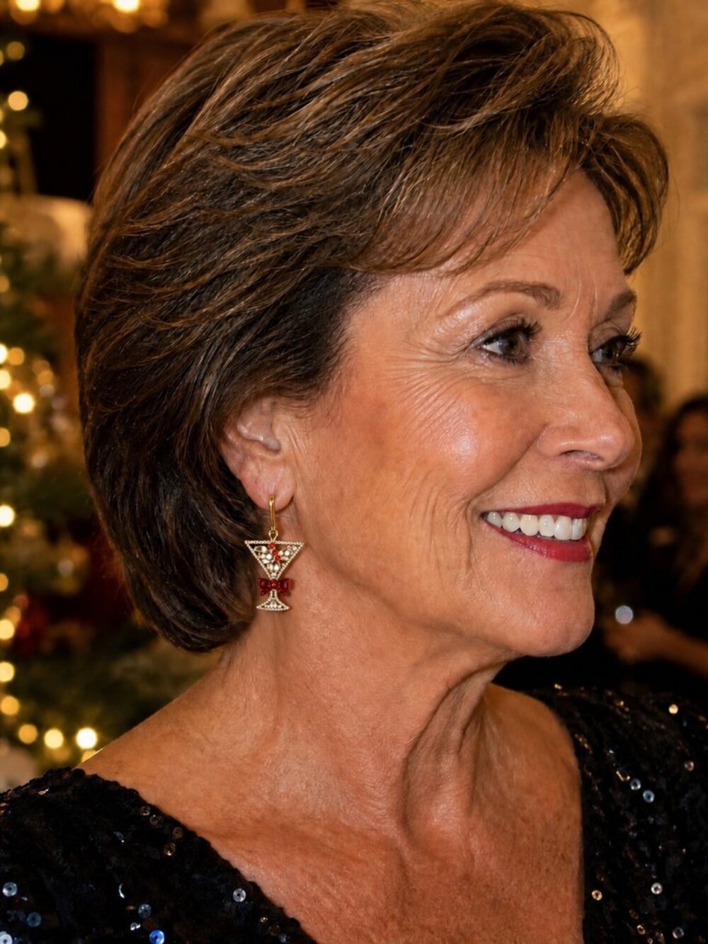 NIB - Baublebar Seasonal Spirits Jeweled Martini Glass Gold Drop Earrings
